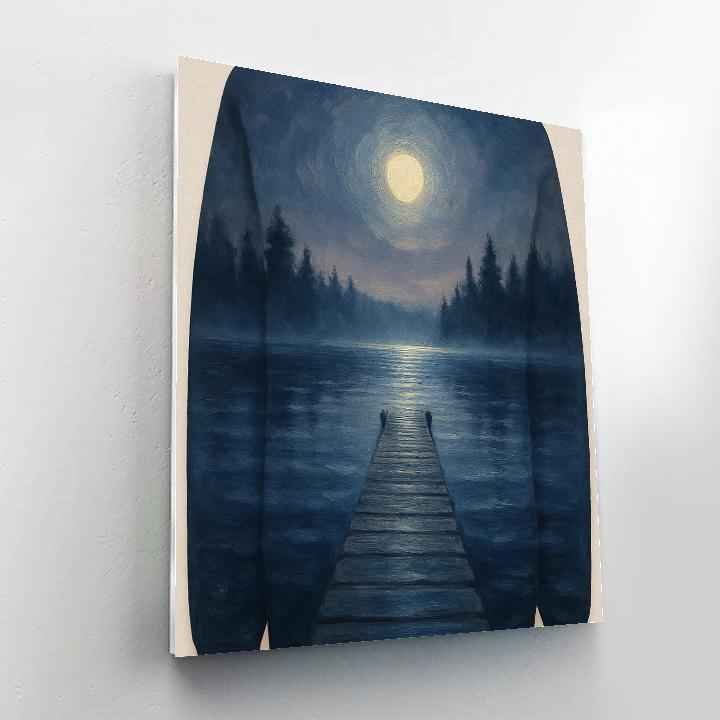 Moonlit Jetty On Silver Lake Number painting