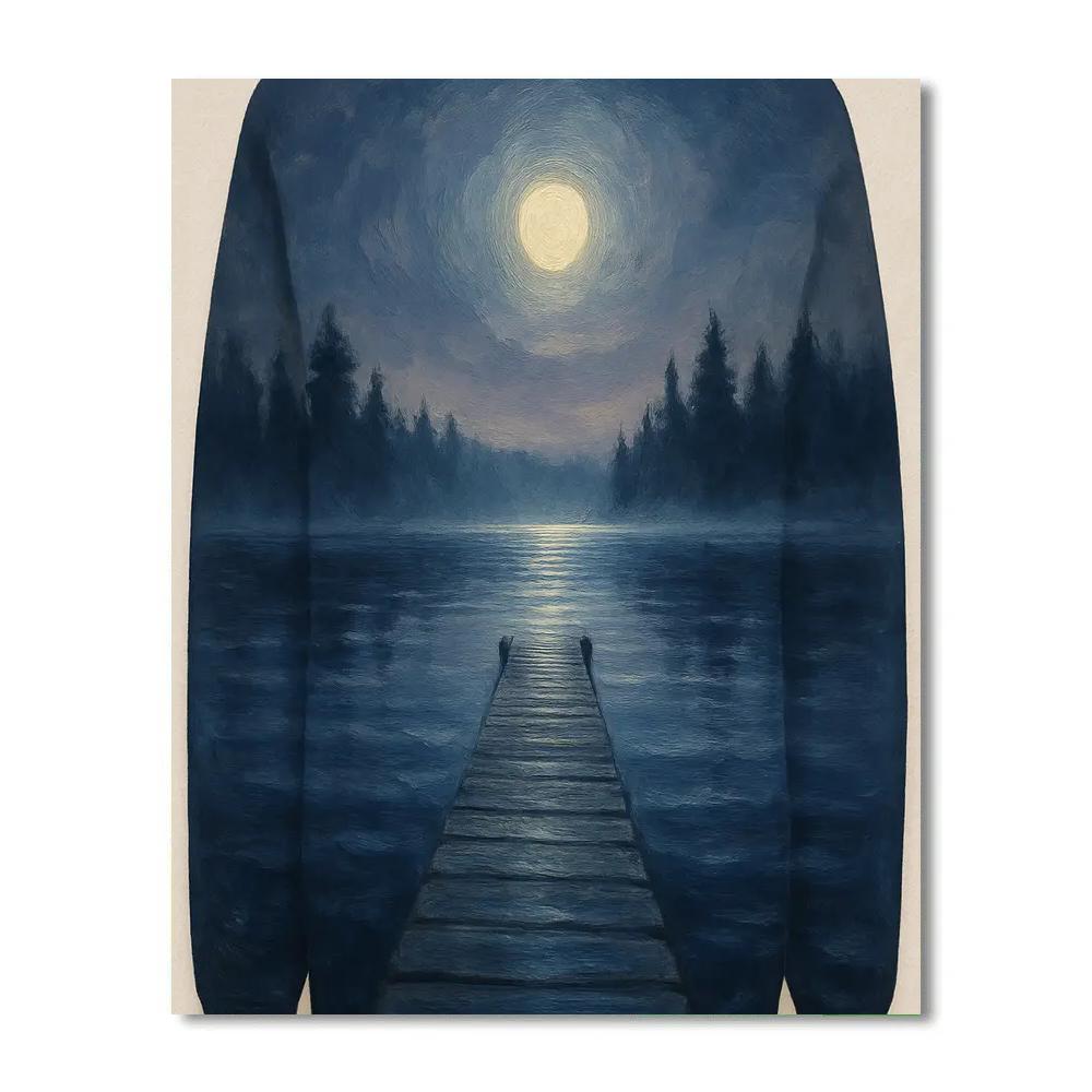 Moonlit Jetty On Silver Lake Number painting
