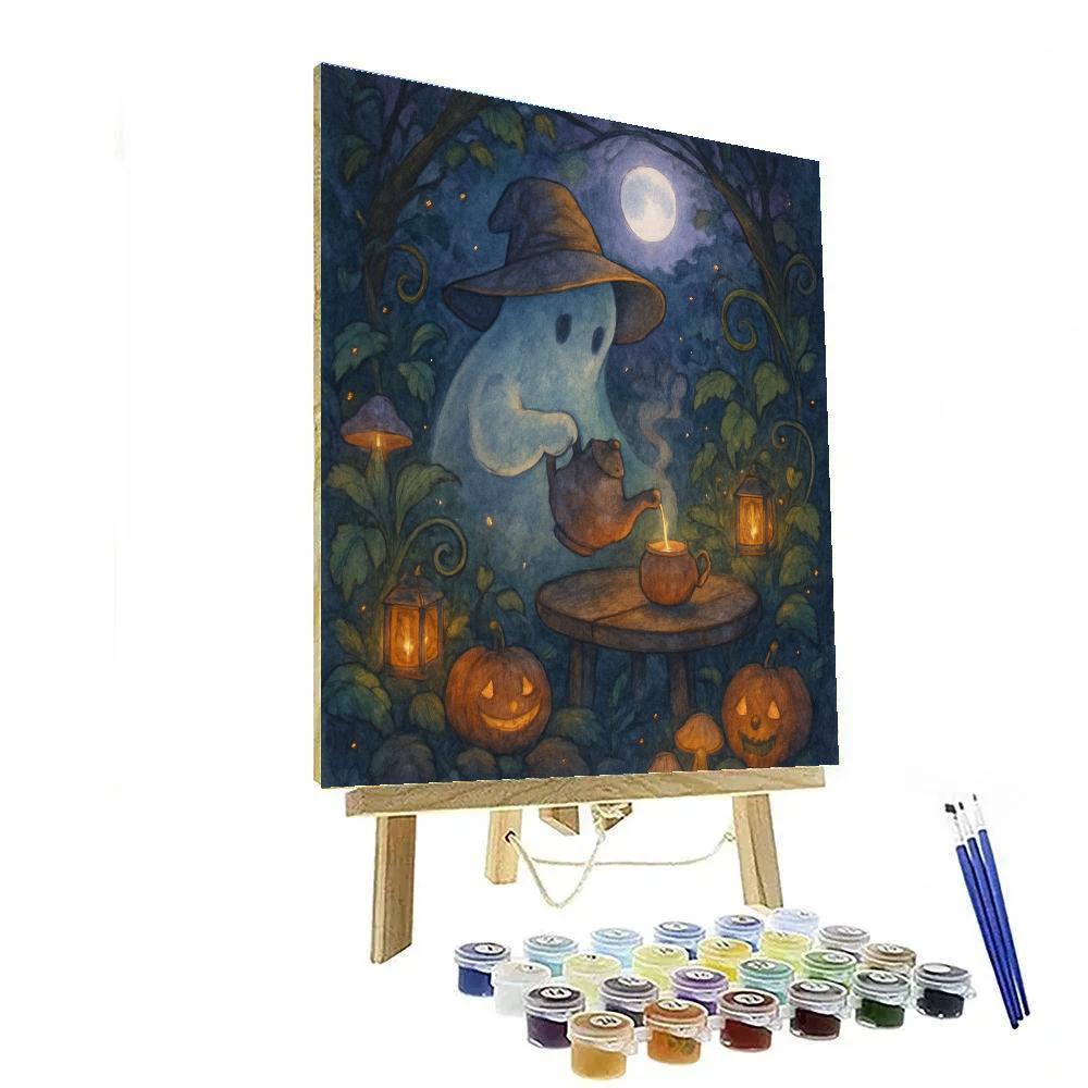 Moonlit Tea With The Ghostly Gardener paint by numbers