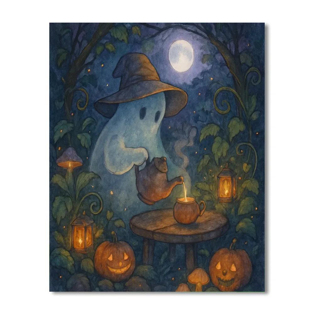 Moonlit Tea With The Ghostly Gardener paint by numbers