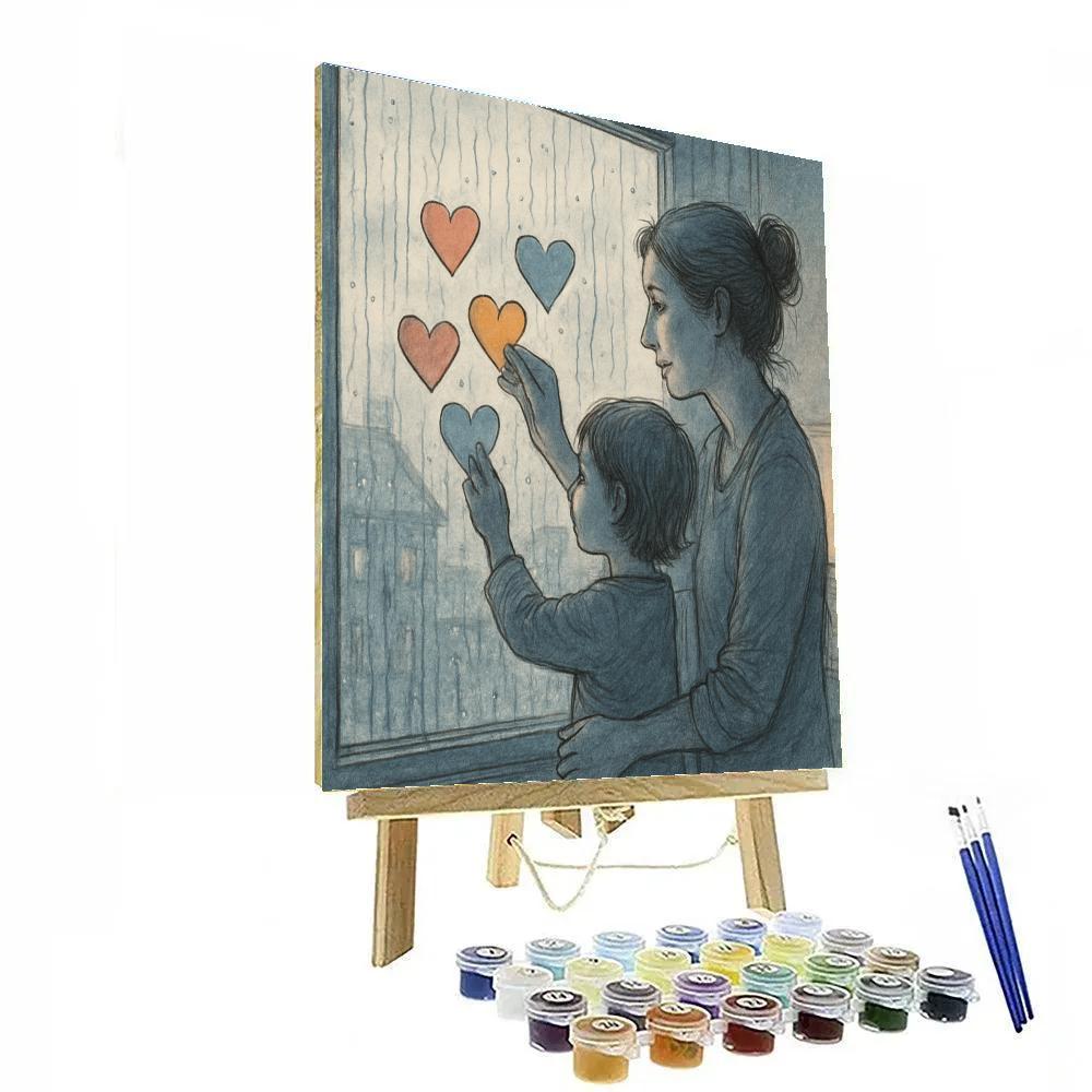 Rainy Day Window Mothers Day Sketch paint by numbers
