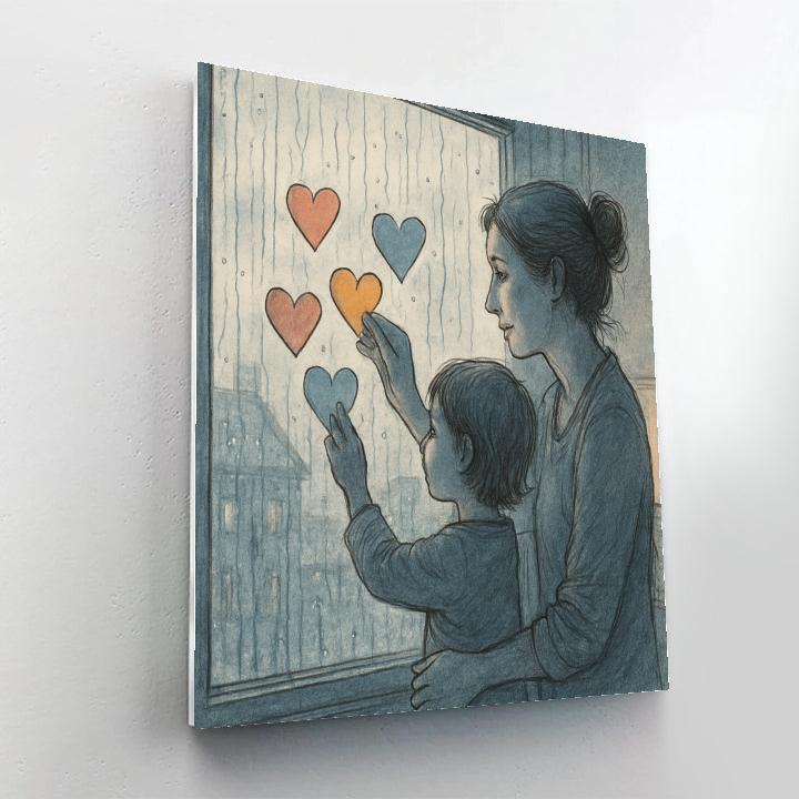 Rainy Day Window Mothers Day Sketch paint by numbersRainy Day Window Mothers Day Sketch - DIY Painting By Numbers Kit - Image 2