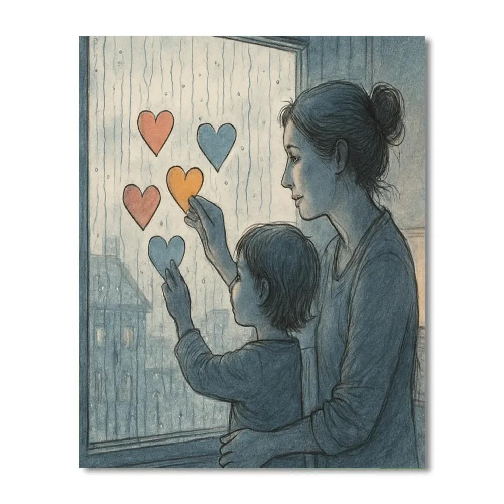 Rainy Day Window Mothers Day Sketch paint by numbers