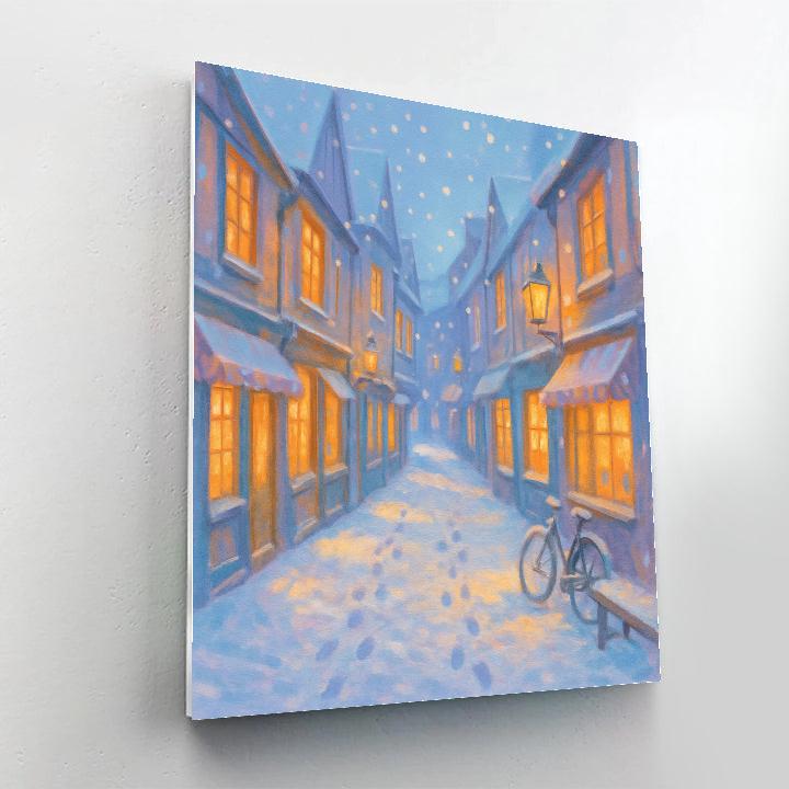 Snowfall Over Lantern Market Street Number painting