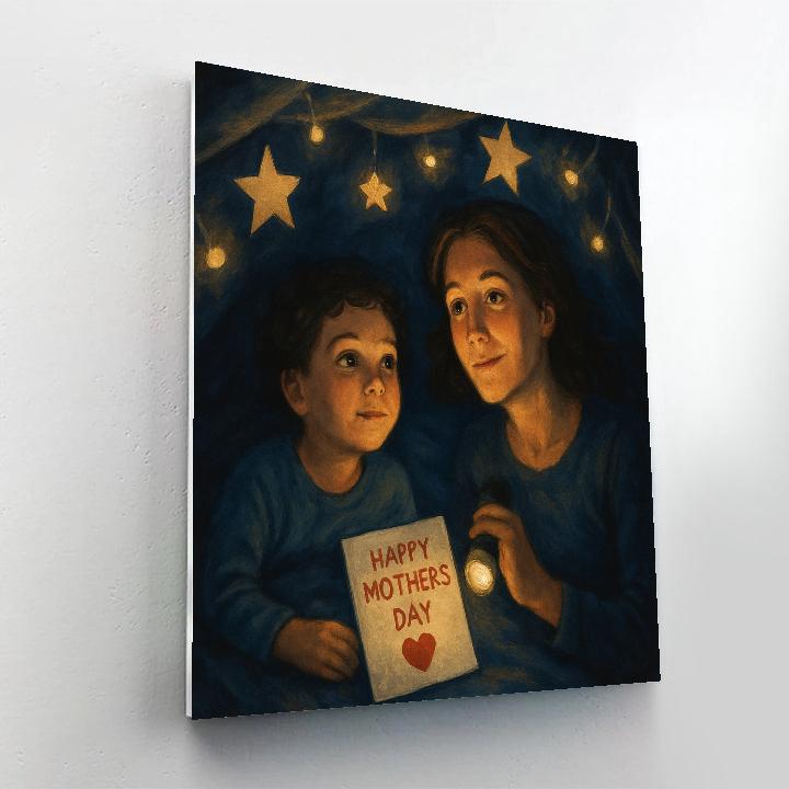 Stargazing Blanket Fort With Mom paint by numbersStargazing Blanket Fort With Mom - DIY Painting By Numbers Kit - Image 2