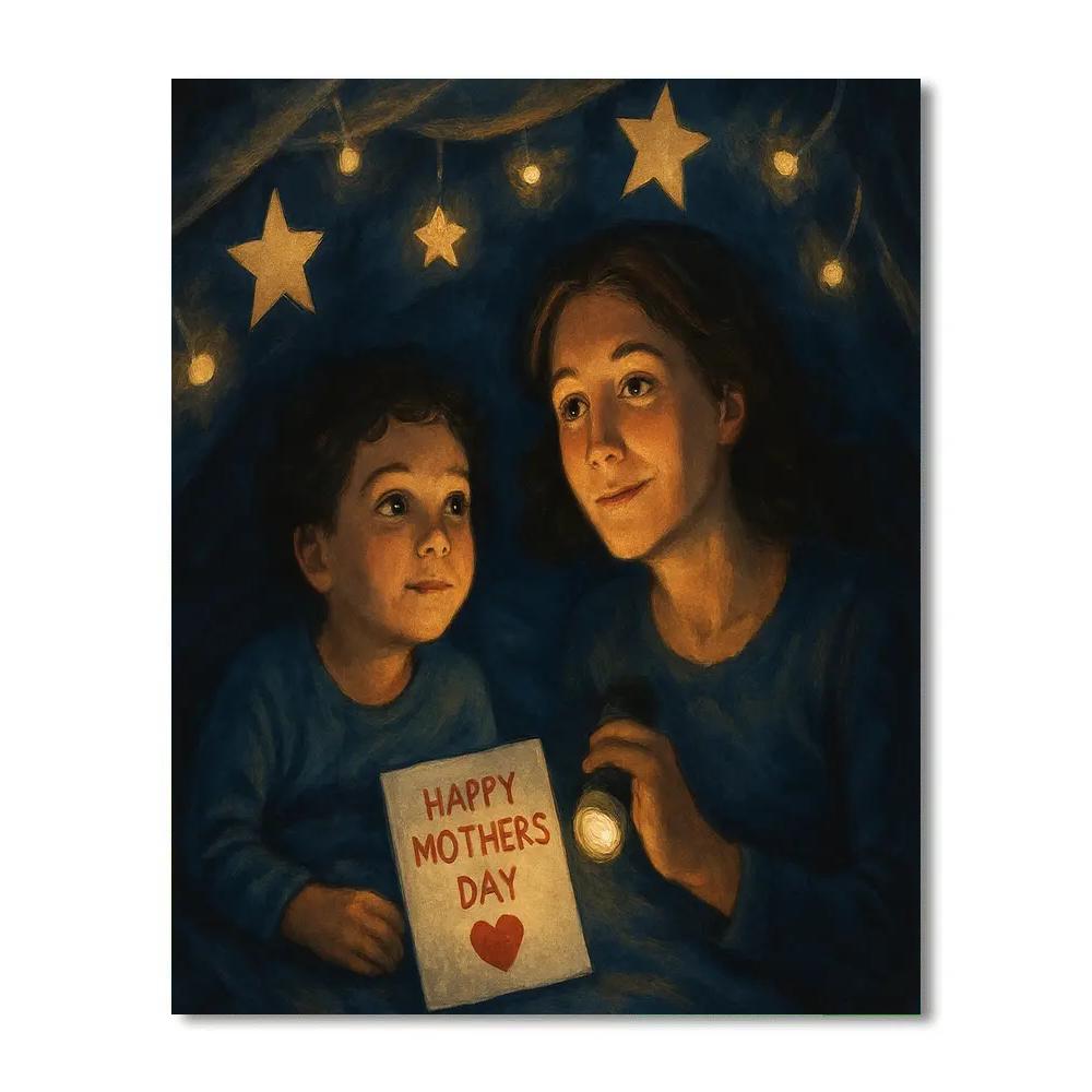 Stargazing Blanket Fort With Mom paint by numbersStargazing Blanket Fort With Mom - DIY Painting By Numbers Kit - Image 3