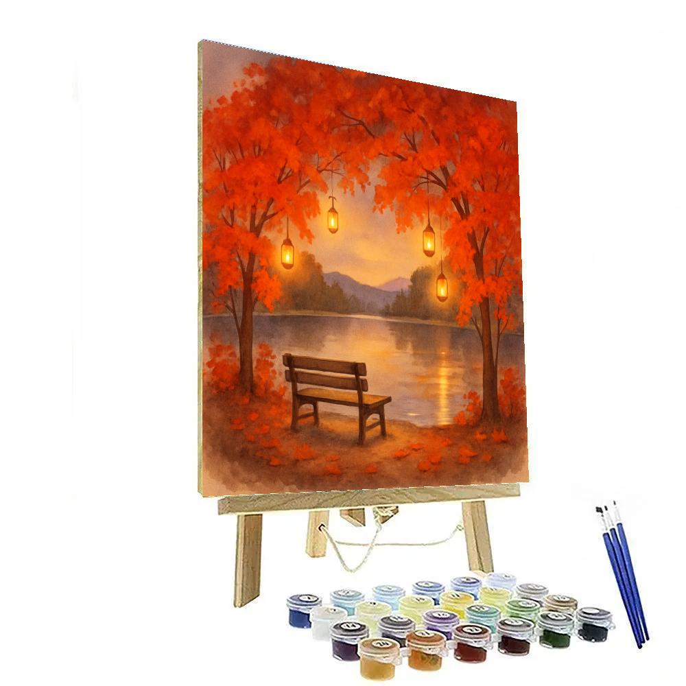 Autumn Lanterns By The Lakeside Numbered painting kits