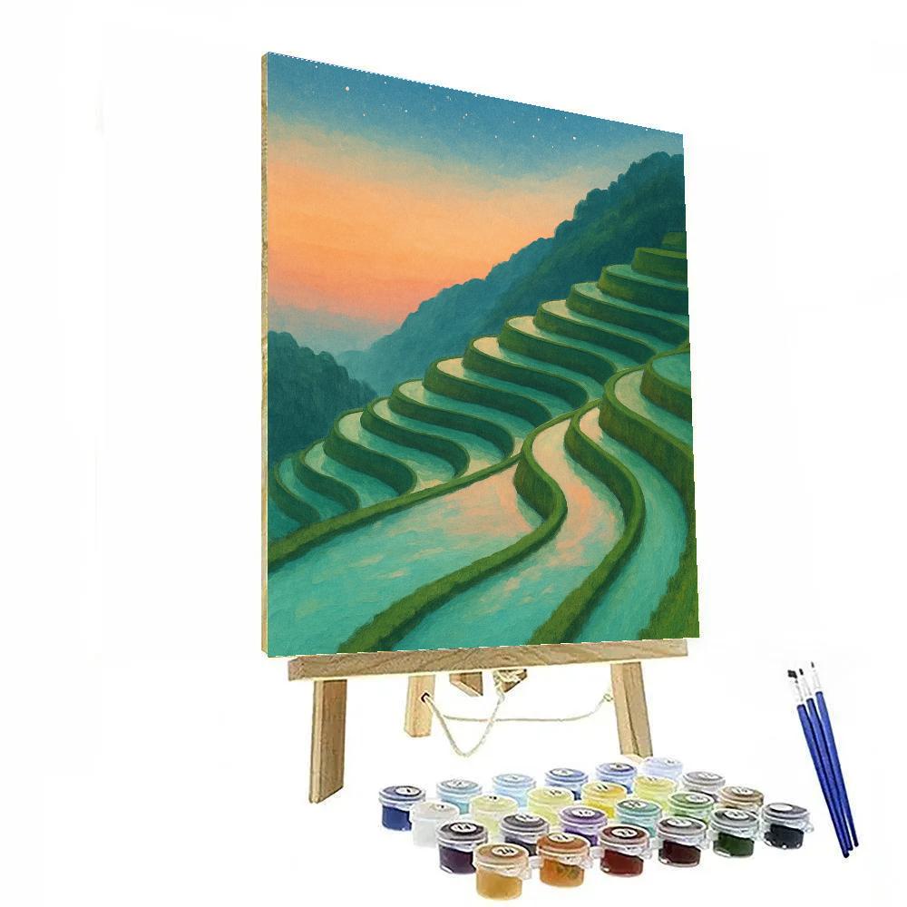 Cosmic Dawn Over Rice Terraces Painting by numbers kit