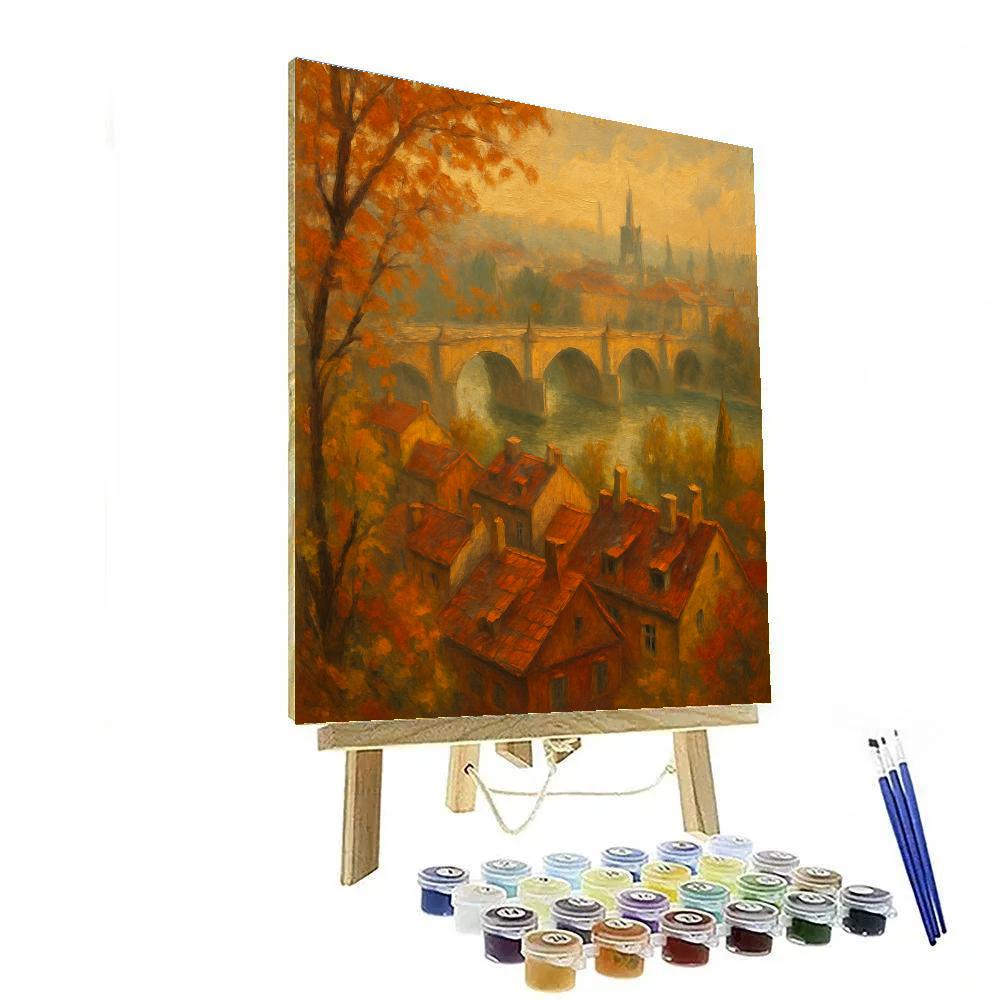 Golden Bridge Over Autumn Rooftops Paint by numbers kits