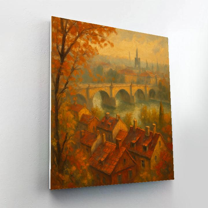 Golden Bridge Over Autumn Rooftops Paint by numbers kits