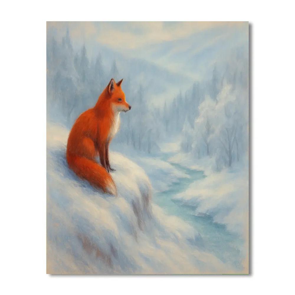 Crimson Fox On Winter Ridge paint by numbers