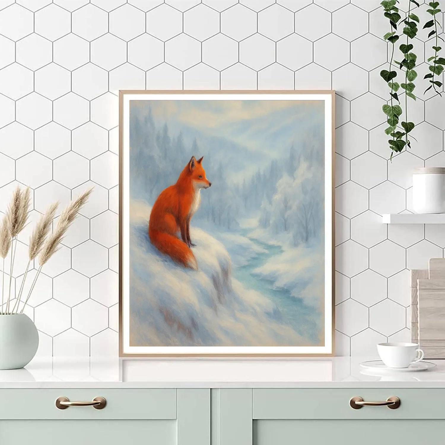 Crimson Fox On Winter Ridge paint by numbers