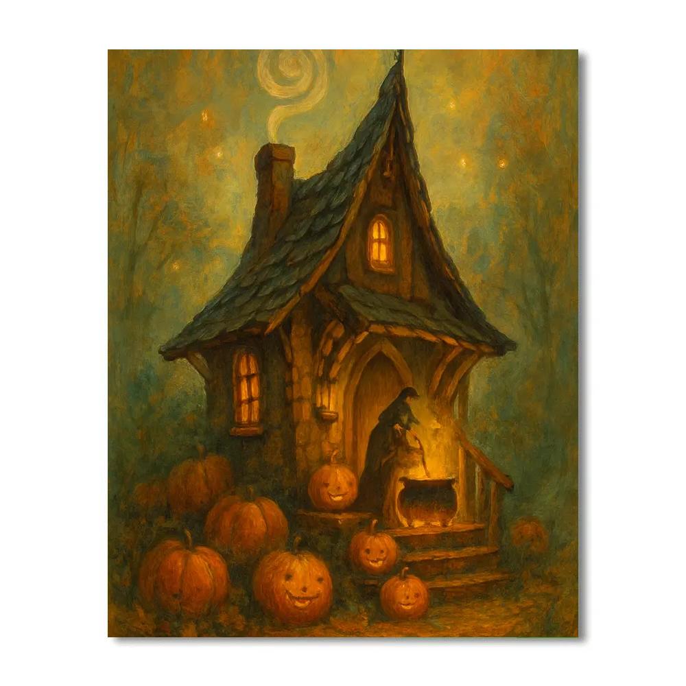 Witches Cottage In The Pumpkin Hollow Number painting