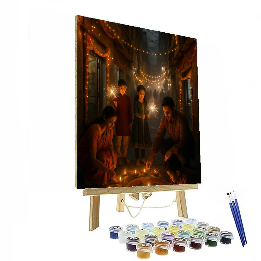 Diwali Night Street In Old Delhi Paint by numbers art