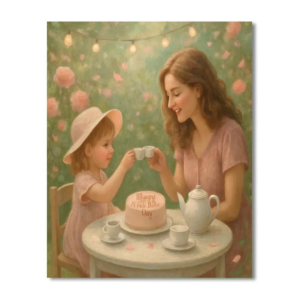 Garden Tea Party With Mom Number paintingGarden Tea Party With Mom - DIY Painting By Numbers Kit - Image 3