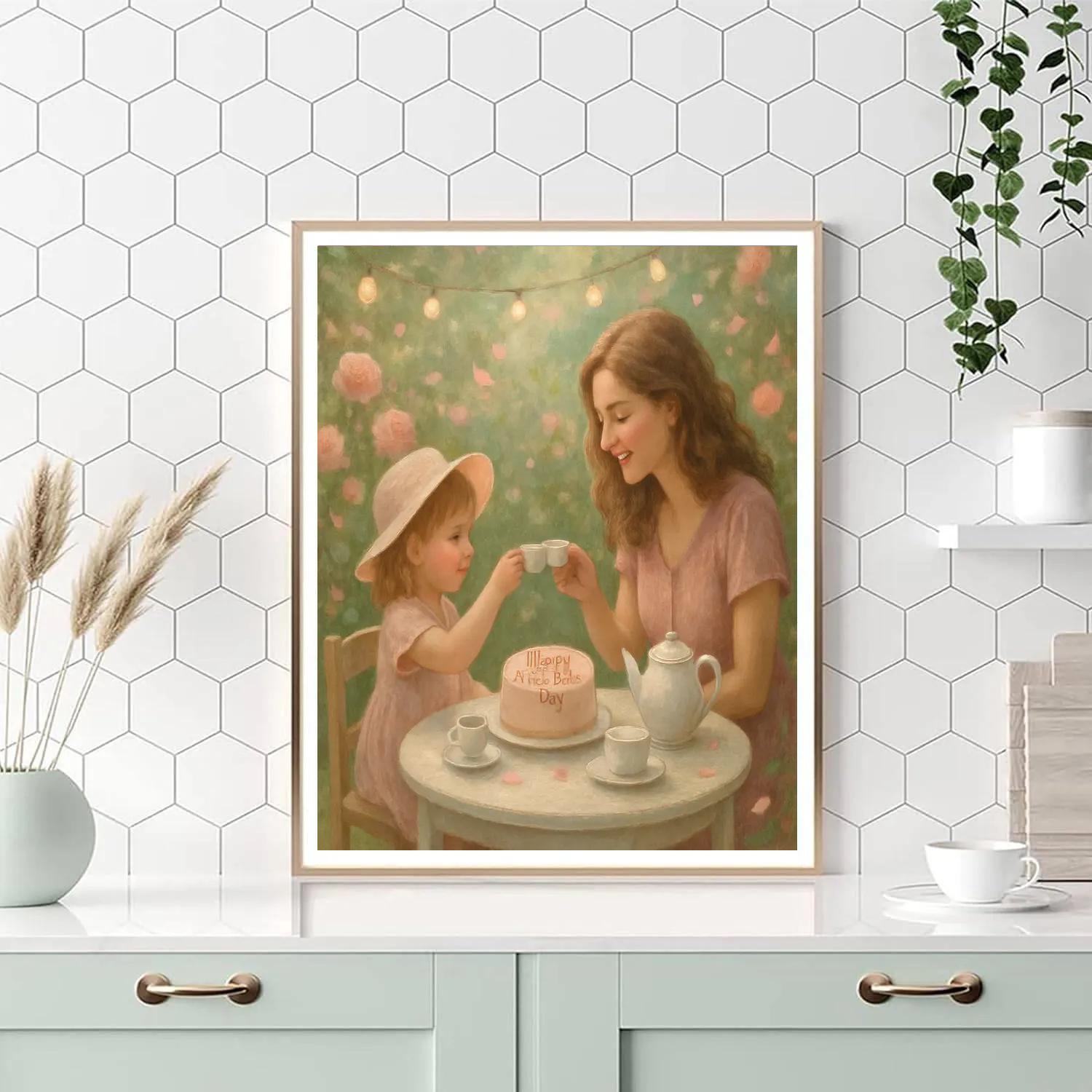 Garden Tea Party With Mom Number paintingGarden Tea Party With Mom - DIY Painting By Numbers Kit - Image 4