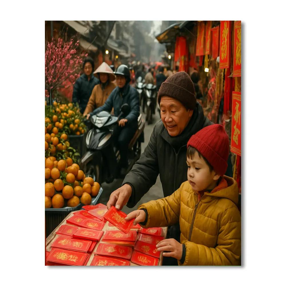 Lunar New Year Morning Market In Hanoi paint by numbers