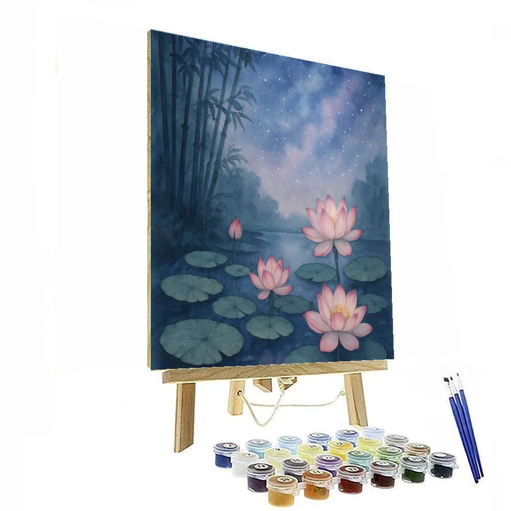 Galaxy Reflections In The Lotus Lake Painting by numbers kit