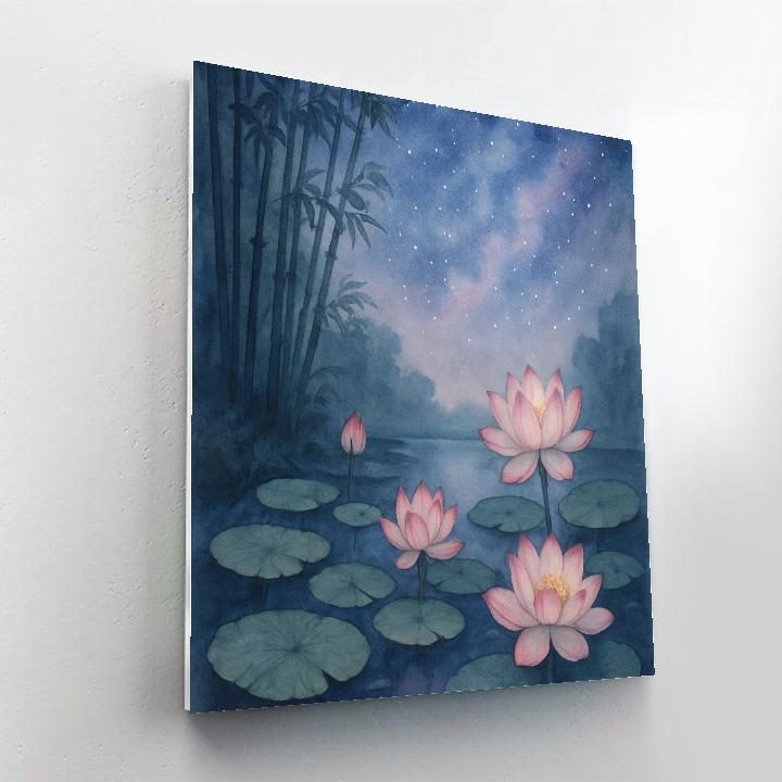 Galaxy Reflections In The Lotus Lake Painting by numbers kit