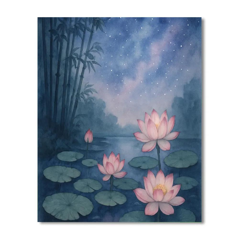 Galaxy Reflections In The Lotus Lake Painting by numbers kit