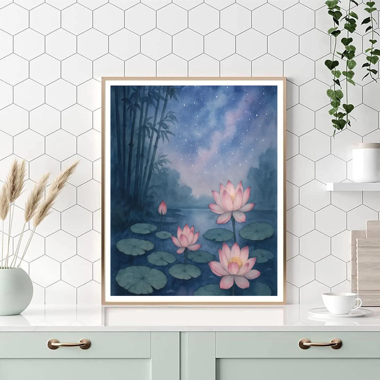 Galaxy Reflections In The Lotus Lake Painting by numbers kit
