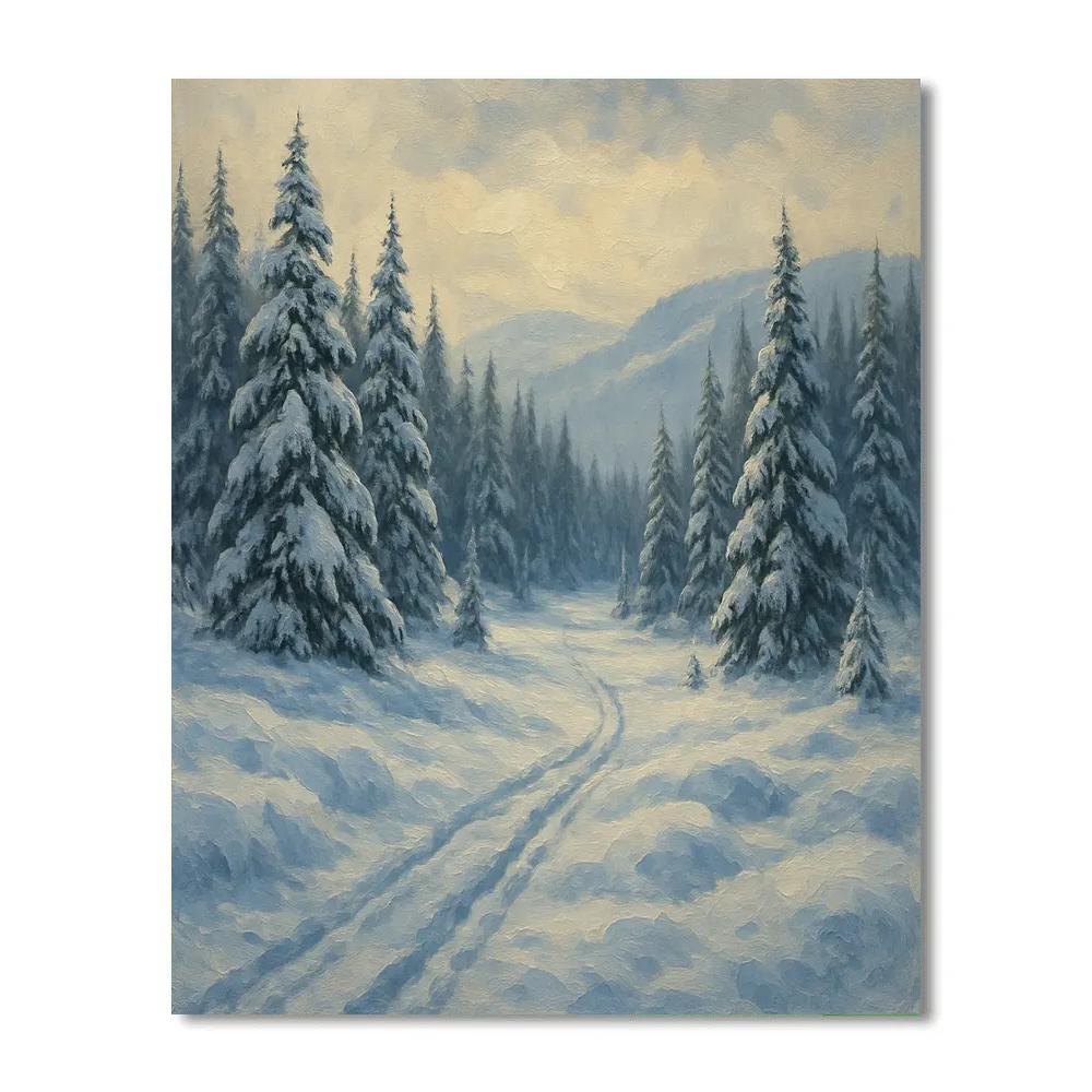 Evergreen Valley After Snowstorm Numbered painting kits