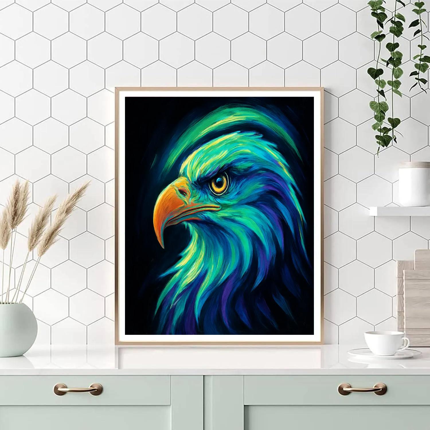 Aurora Crest Eagle Portrait Number painting