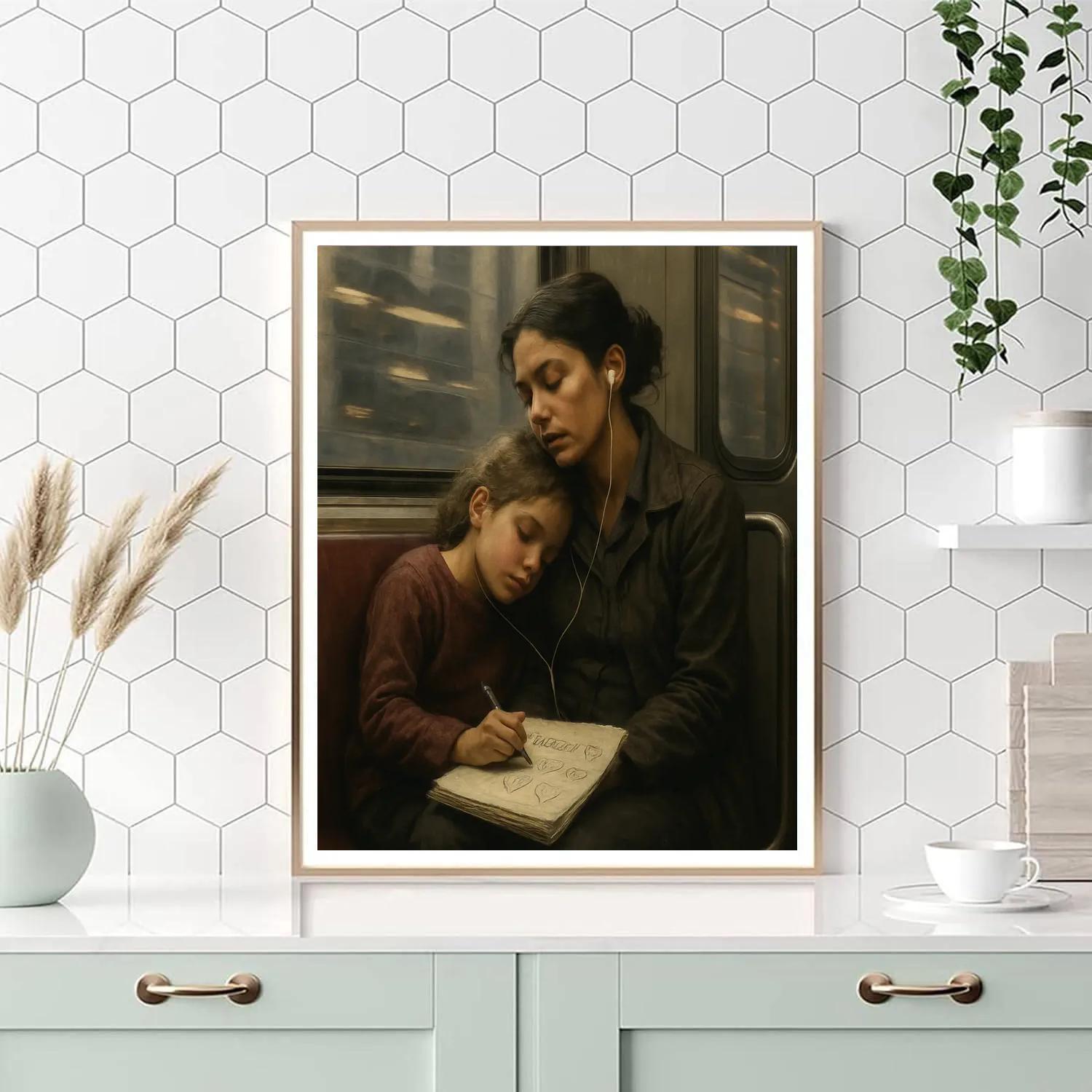 Subway Commute Mothers Day Moment Painting by numbers kitSubway Commute Mothers Day Moment - DIY Painting By Numbers Kit - Image 4