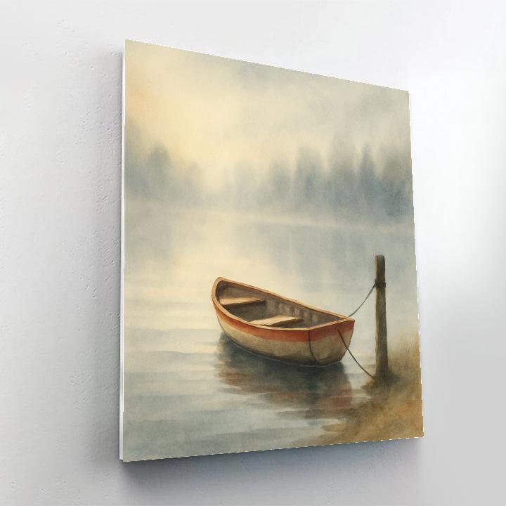 Foggy Morning Rowboat Rest Numbered painting kits