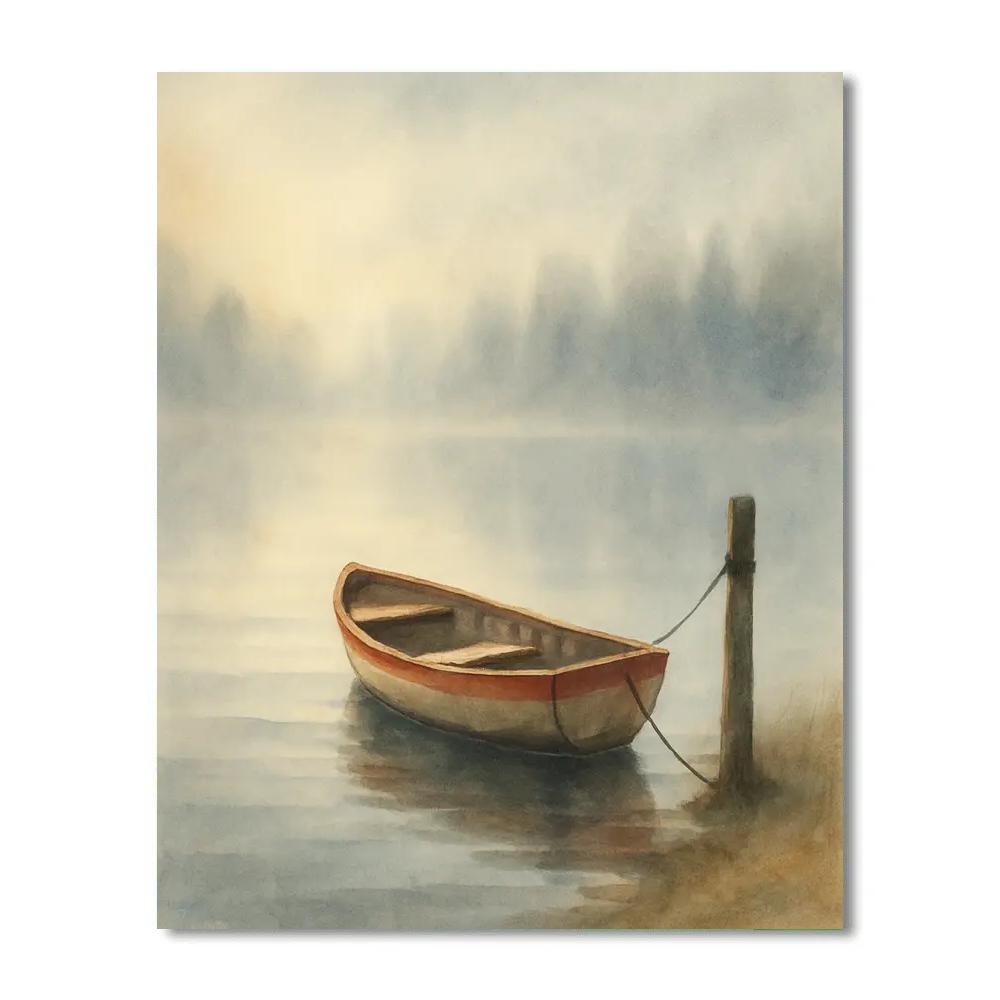 Foggy Morning Rowboat Rest Numbered painting kits