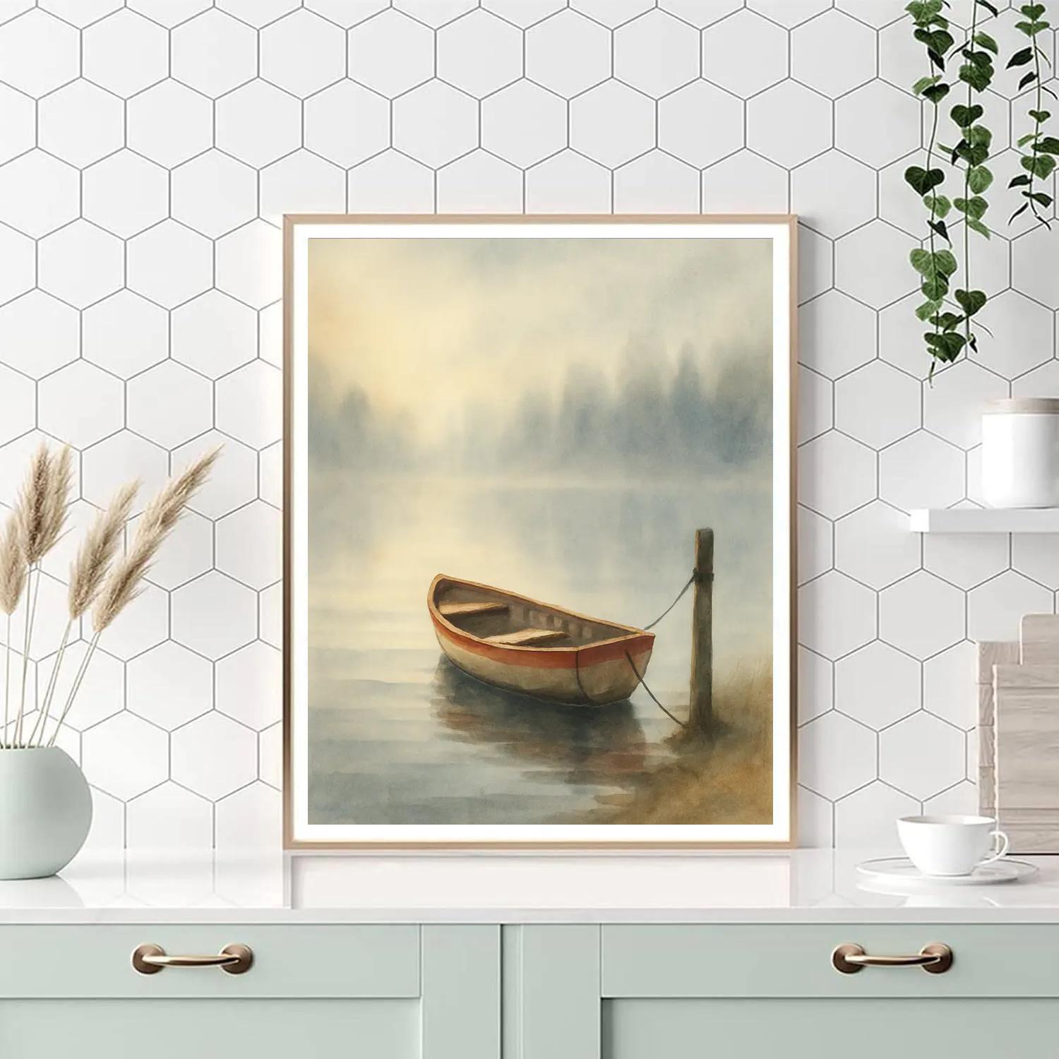 Foggy Morning Rowboat Rest Numbered painting kits