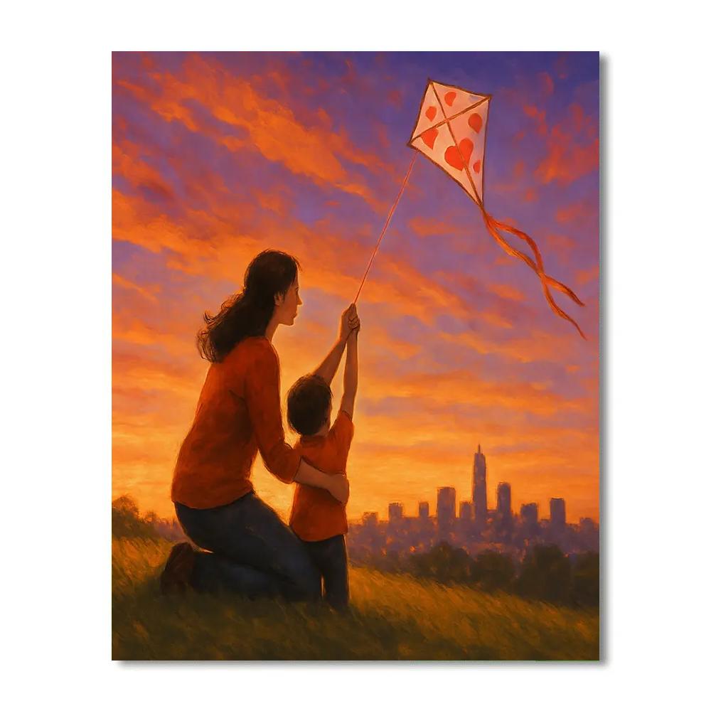 Sunset Park Kite With Mom paint by numbers