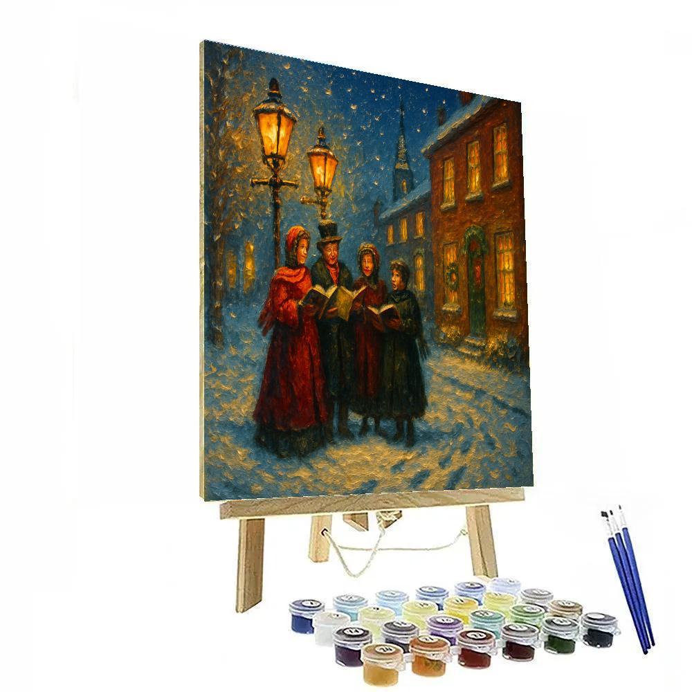 Midnight Carolers In Lantern Snow paint by color