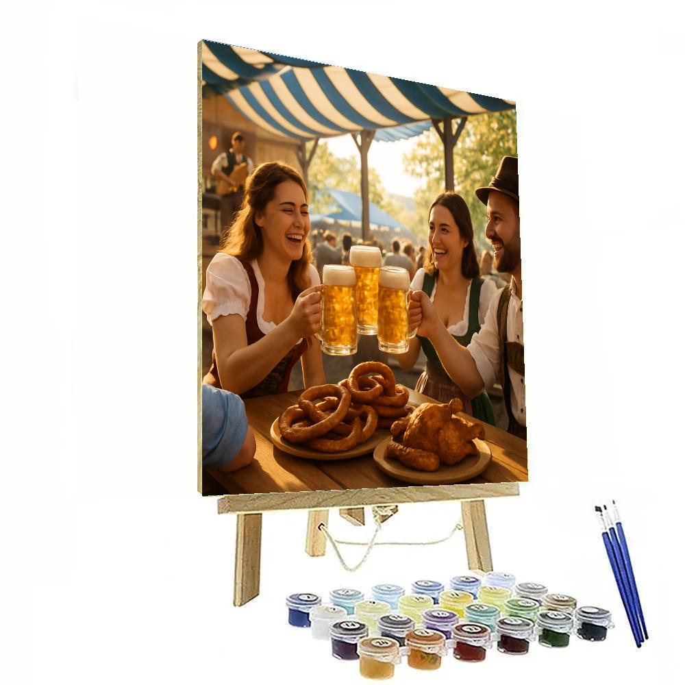 Oktoberfest Afternoon Beer Garden In Munich Numbered painting kits