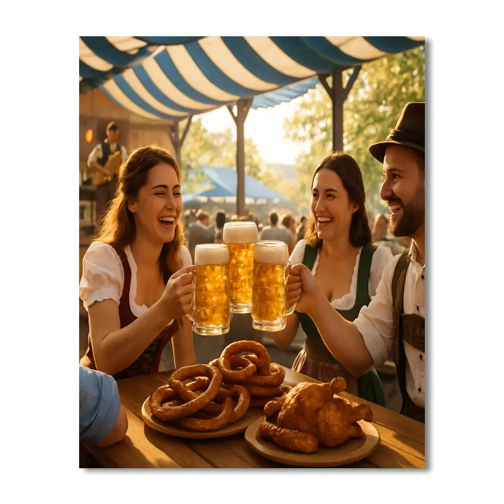 Oktoberfest Afternoon Beer Garden In Munich Numbered painting kits