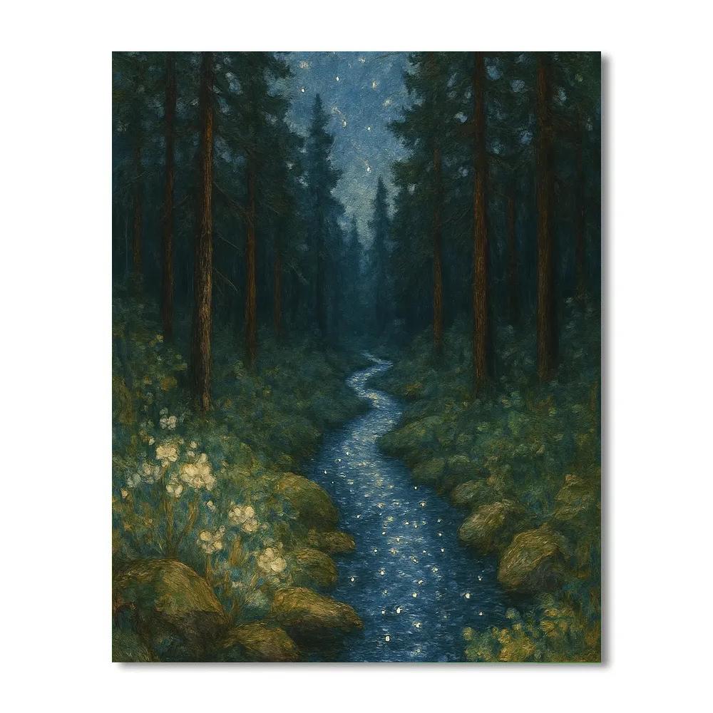 Star River Through The Enchanted Pines Numbered painting kits