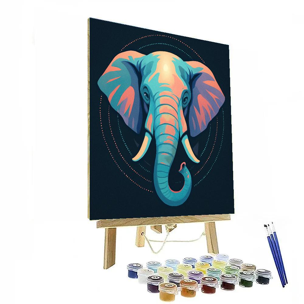 Orbit Bloom Elephant Portrait paint by numbers