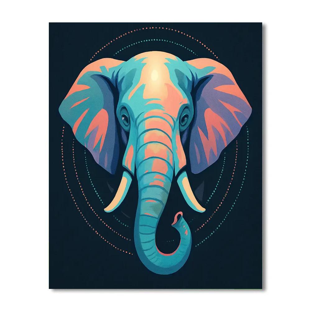 Orbit Bloom Elephant Portrait paint by numbers