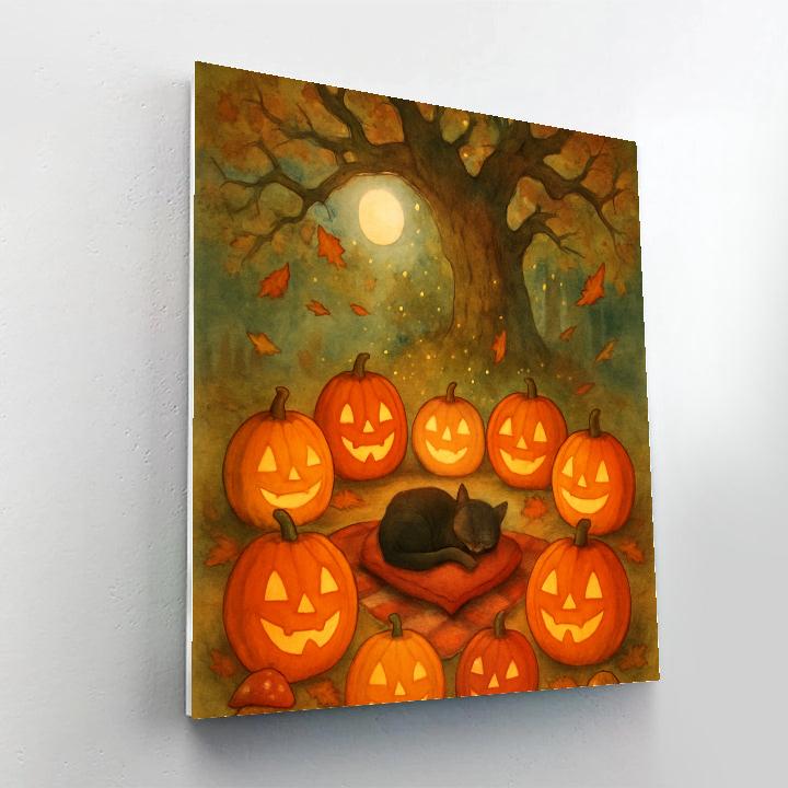 Jack O Lantern Picnic Under The Old Oak painting number kit