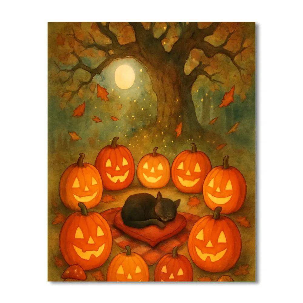 Jack O Lantern Picnic Under The Old Oak painting number kit