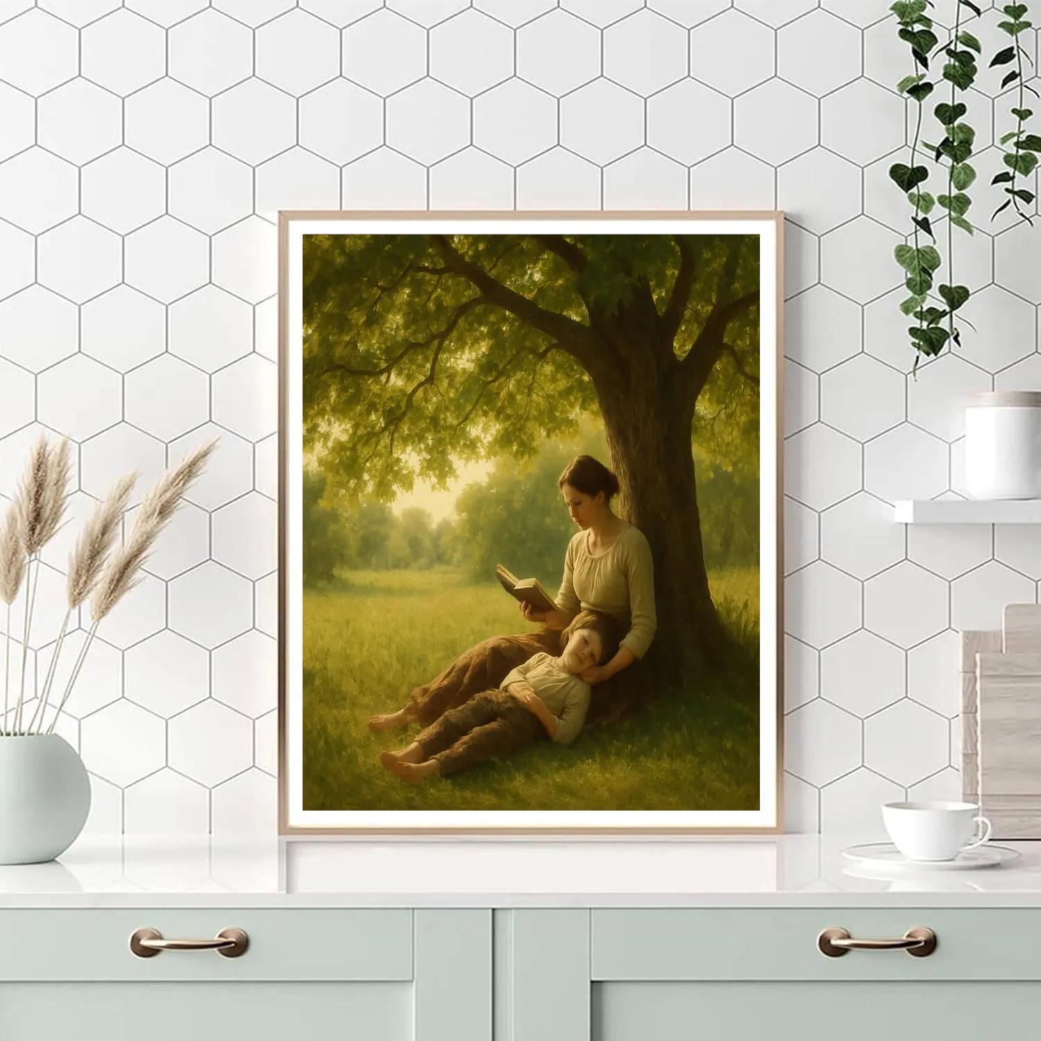 Mothers Day Storytime Under A Tree Paint by numbers kitsMothers Day Storytime Under A Tree - DIY Painting By Numbers Kit - Image 4