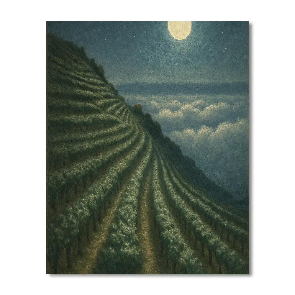 Moonlit Vineyard Above The Clouds Number painting
