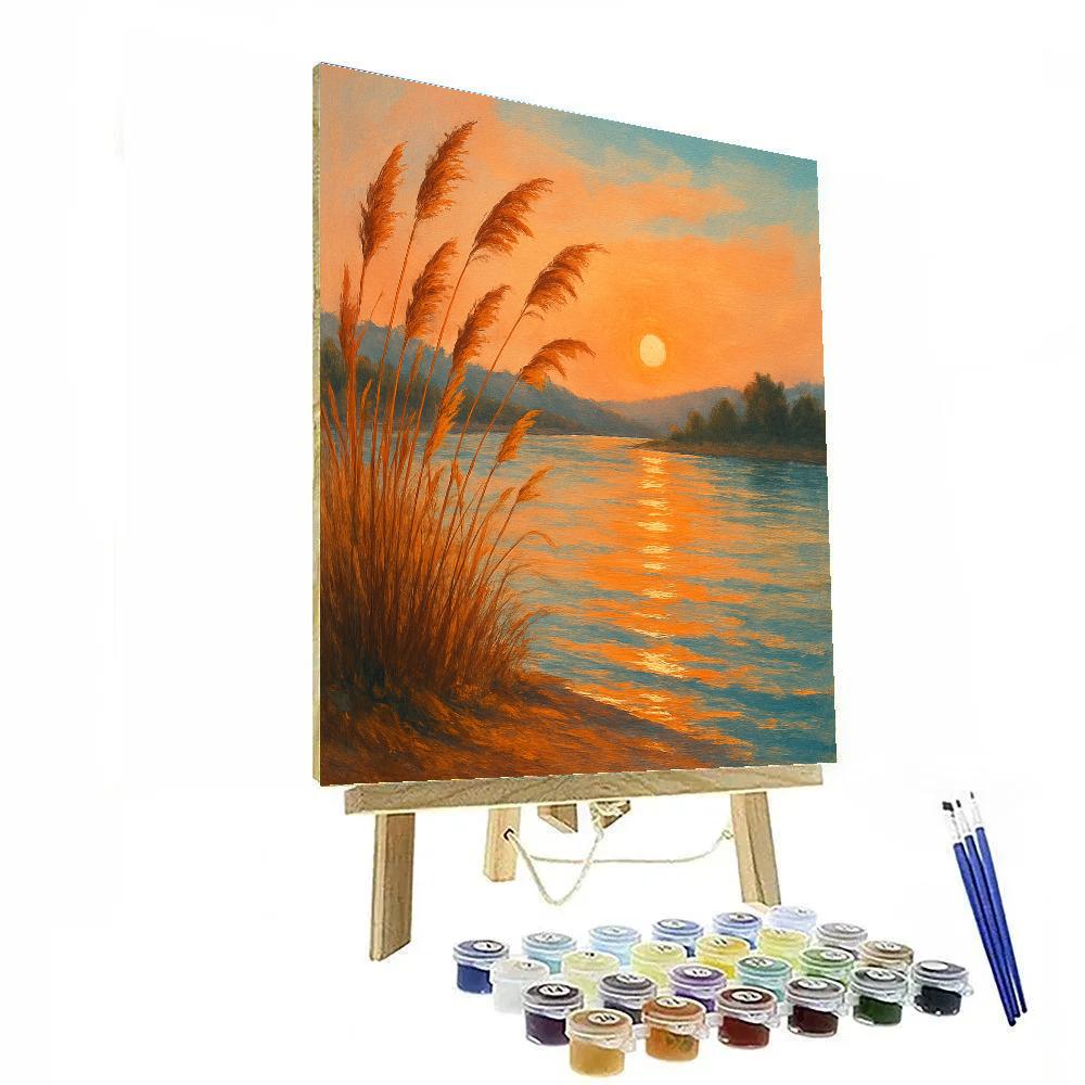 Golden Reeds At Sunset Cove Numbered painting kits