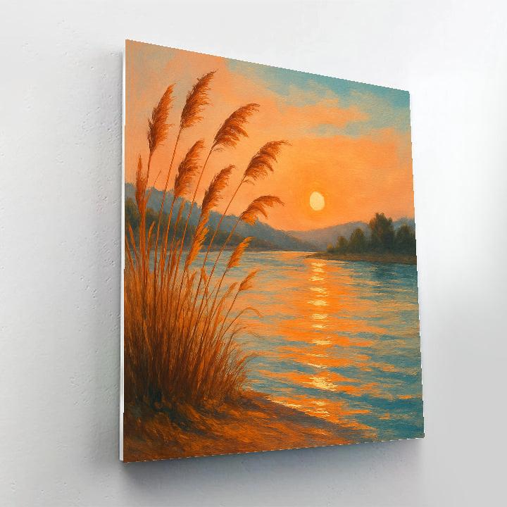 Golden Reeds At Sunset Cove Numbered painting kits