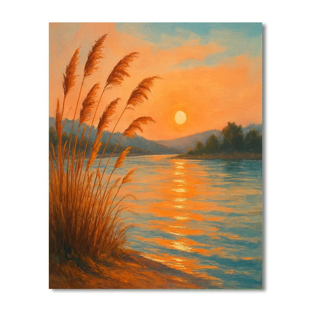 Golden Reeds At Sunset Cove Numbered painting kits