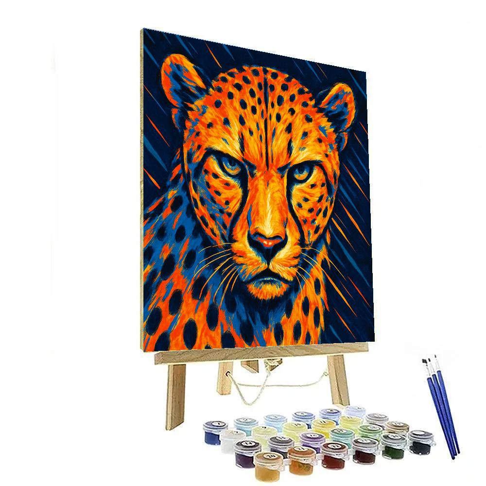 Comet Streak Cheetah Portrait paint by color