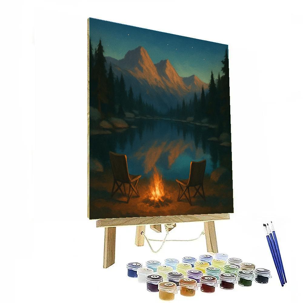 Evening Campfire By Mirror Lake paint by color