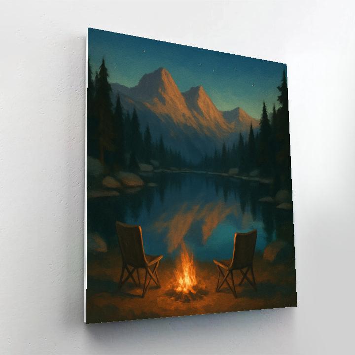 Evening Campfire By Mirror Lake paint by color