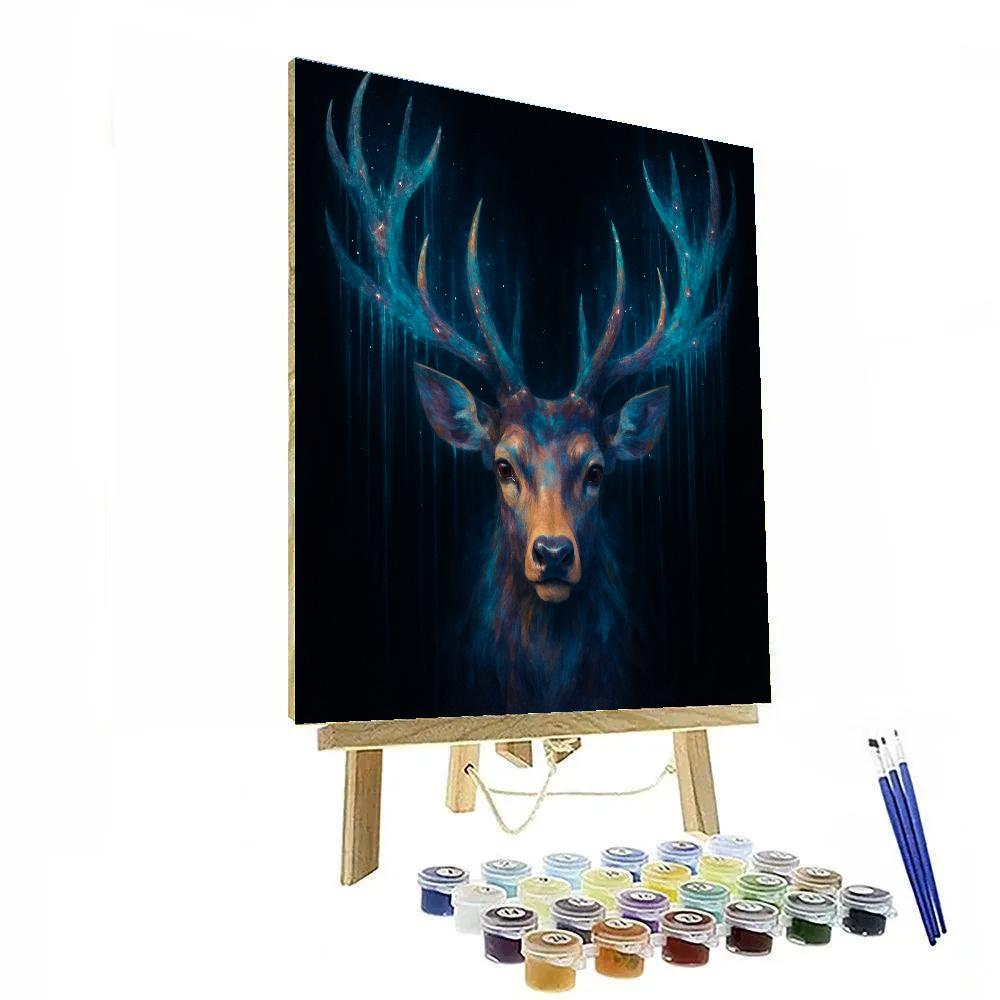 Starfall Stag Portrait Number painting