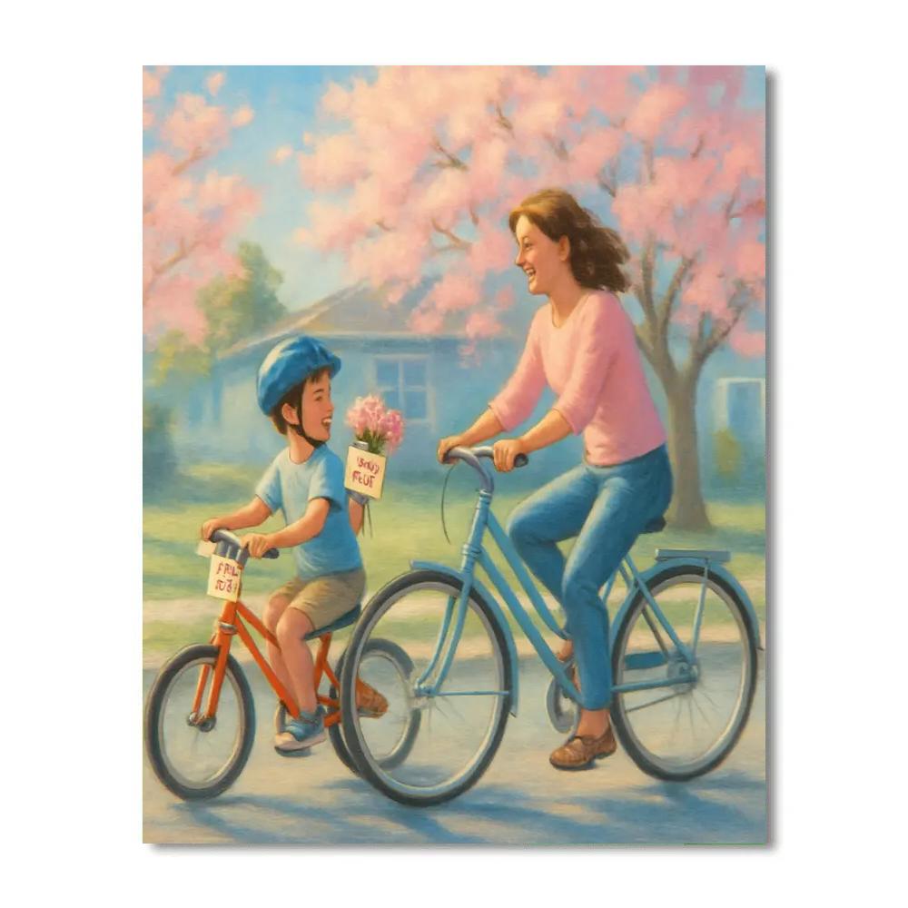 Bike Ride Bouquet For Mom Painting by numbers kitBike Ride Bouquet For Mom - DIY Painting By Numbers Kit - Image 3